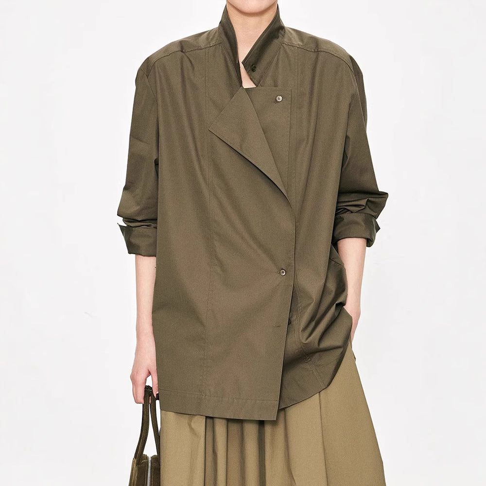 Kvinnors fashionabla asymmetrisk skjorta blus Mirla-Eva Jonsson
