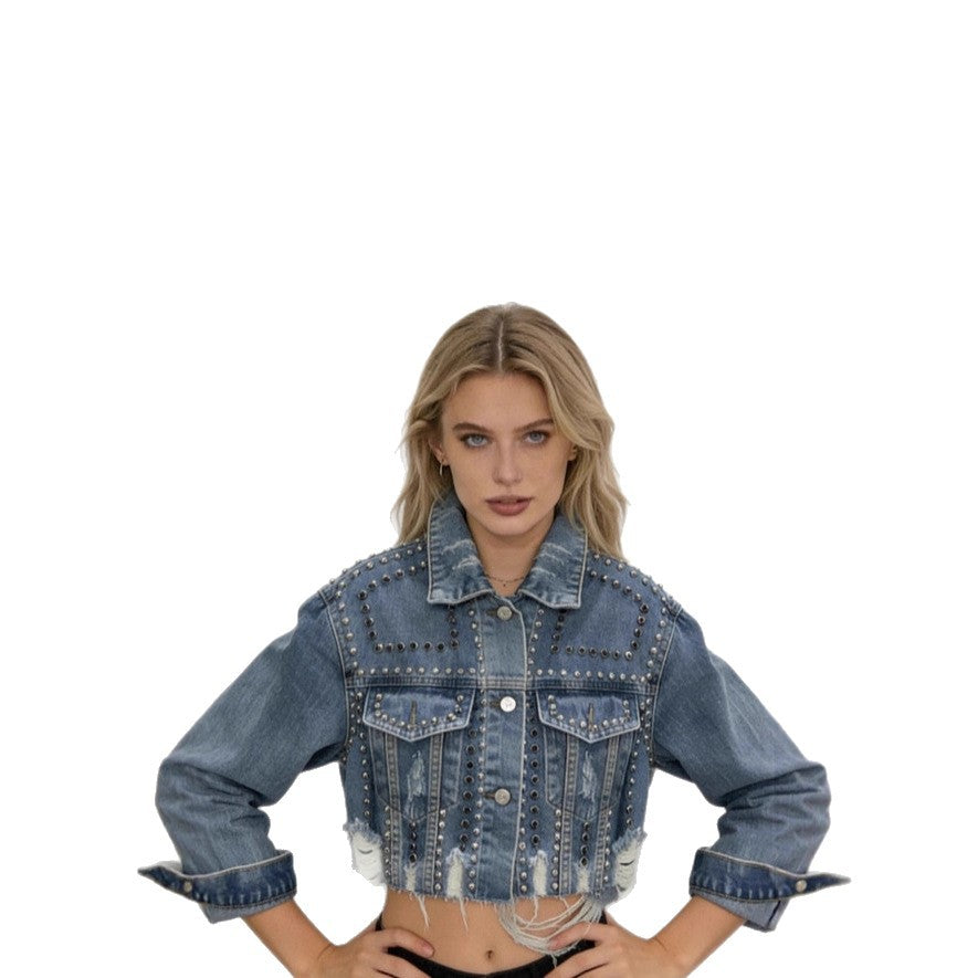 Kvinnors fashionabla avslappnade denimjacka med utsmyckade detaljer Mirla-Eva Jonsson
