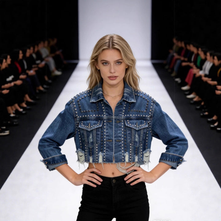 Kvinnors fashionabla avslappnade denimjacka med utsmyckade detaljer Mirla-Eva Jonsson
