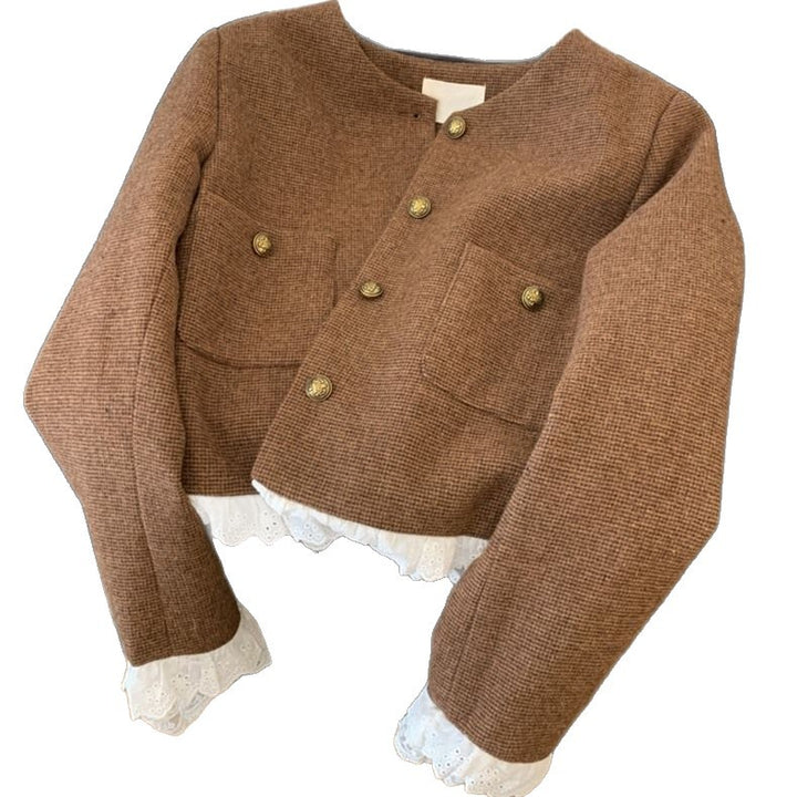 Kvinnors fashionabla korta jacka med eleganta spetsaccent Mirla-Eva Jonsson