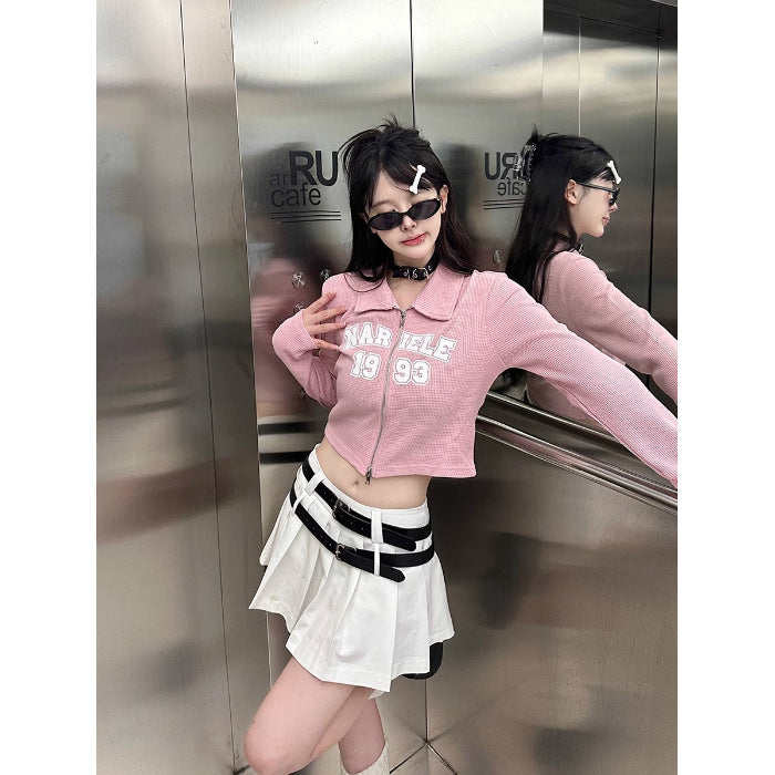 Kvinnors fashionabla och sportiga cropped skjorta med dragkedja Mirla-Eva Jonsson