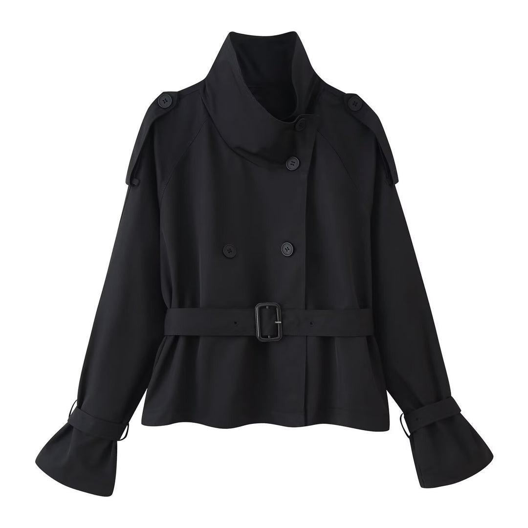 Kvinnors fashionabla trench coat jacka med bred krage och bälte detaljer Mirla-Eva Jonsson