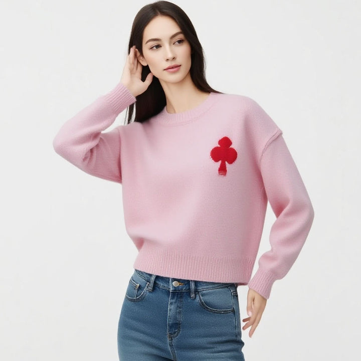 Kvinnors fashionable tröja med applicerad design Mirla-Eva Jonsson
