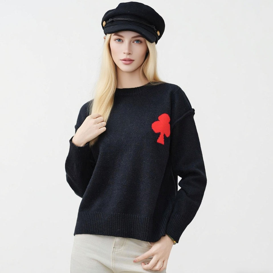 Kvinnors fashionable tröja med applicerad design Mirla-Eva Jonsson