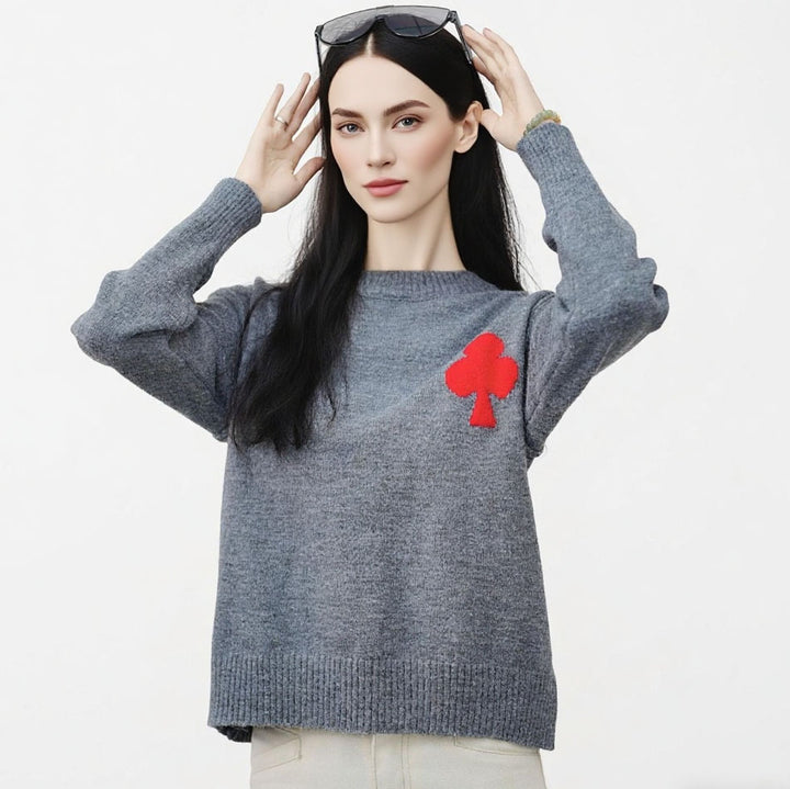 Kvinnors fashionable tröja med applicerad design Mirla-Eva Jonsson