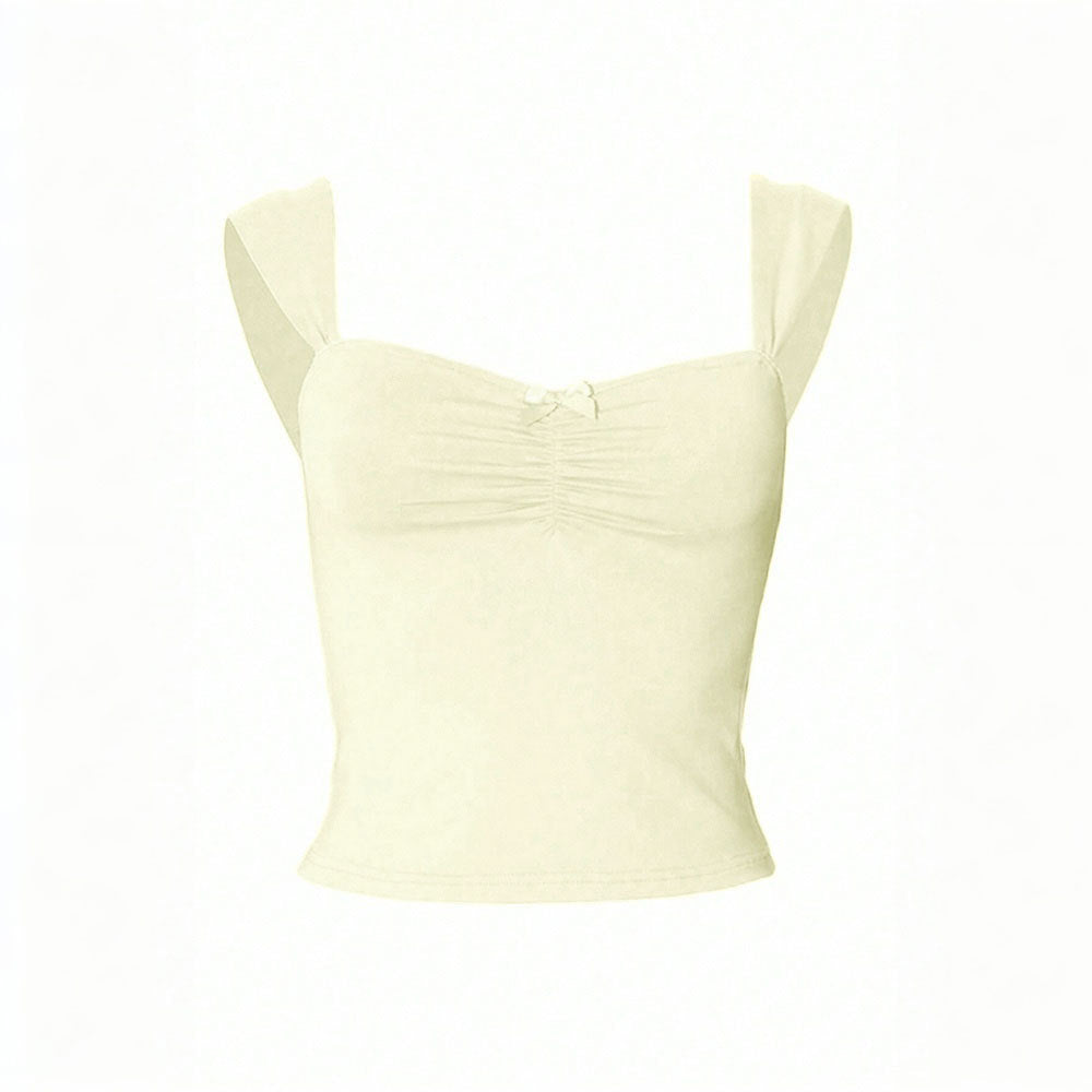 Kvinnors figurnära crop top med sofistikerad drapering och söt knytband Mirla-Eva Jonsson