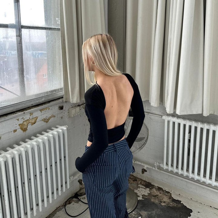 Kvinnors figurnära långärmad skjorta med rynkor Mirla-Eva Jonsson