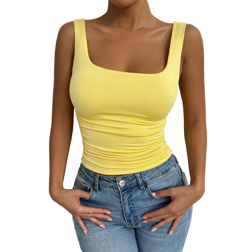 Kvinnors figurnära topp med fyrkantig neckline och volangdetaljer Mirla-Eva Jonsson