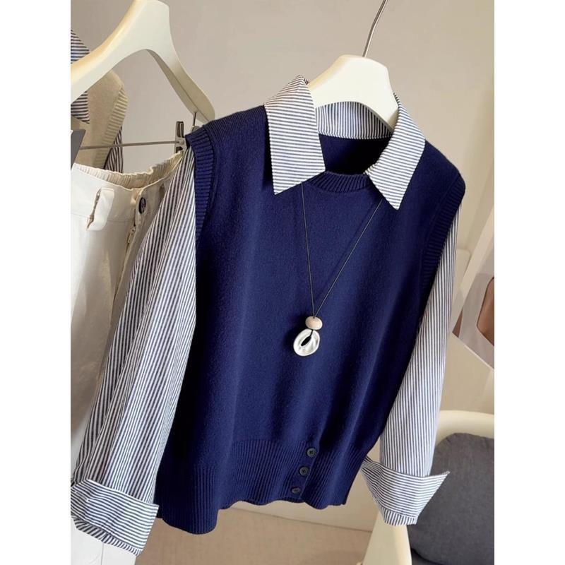 Kvinnors finsk pullover med skjortkrage Mirla-Eva Jonsson