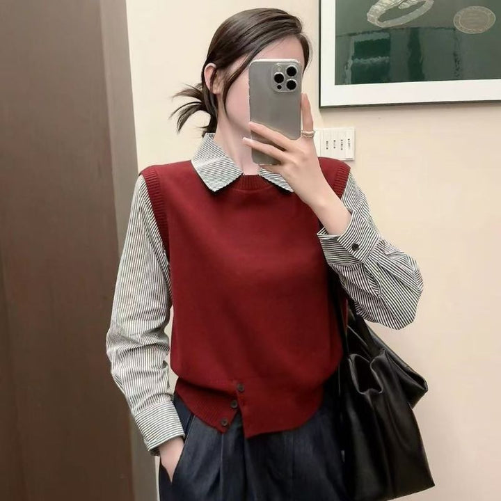 Kvinnors finsk pullover med skjortkrage Mirla-Eva Jonsson