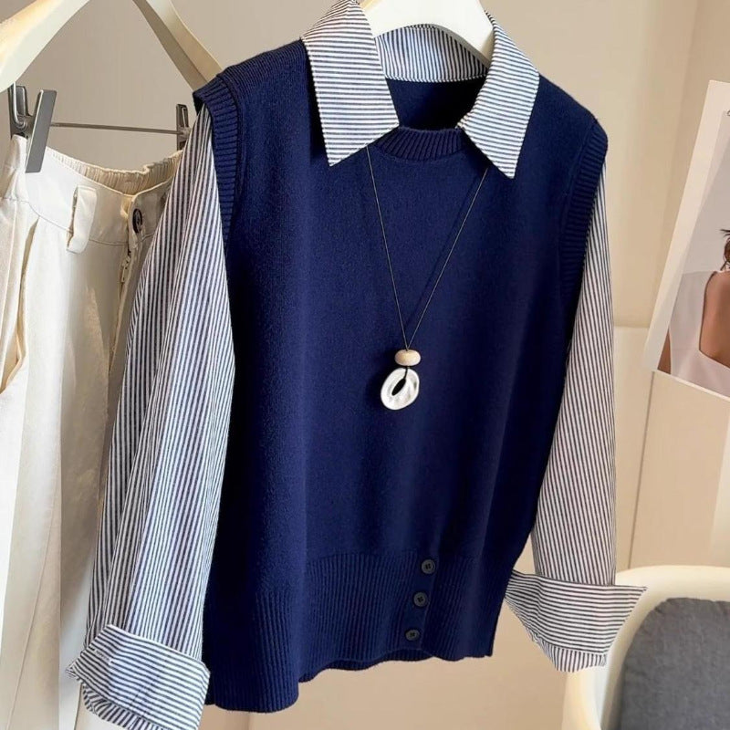 Kvinnors finsk pullover med skjortkrage Mirla-Eva Jonsson