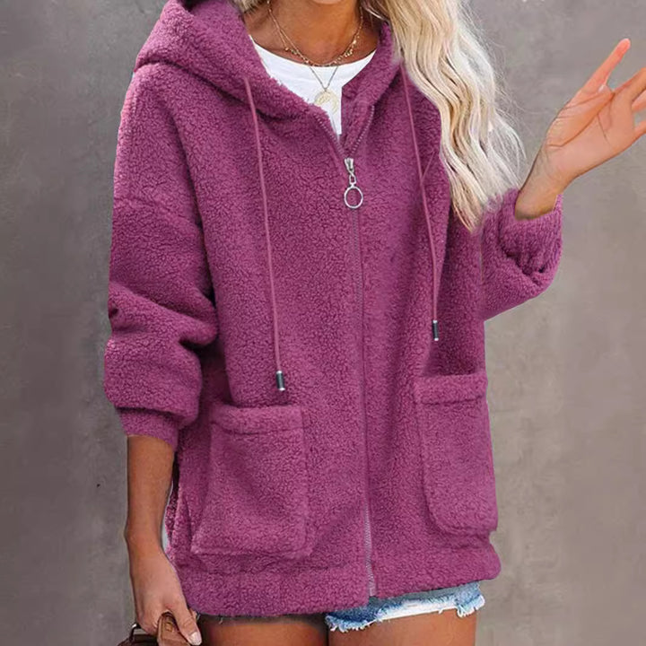 Kvinnors fleece hoodiejacka med praktiska fickor och högkvalitativ huva Mirla-Eva Jonsson