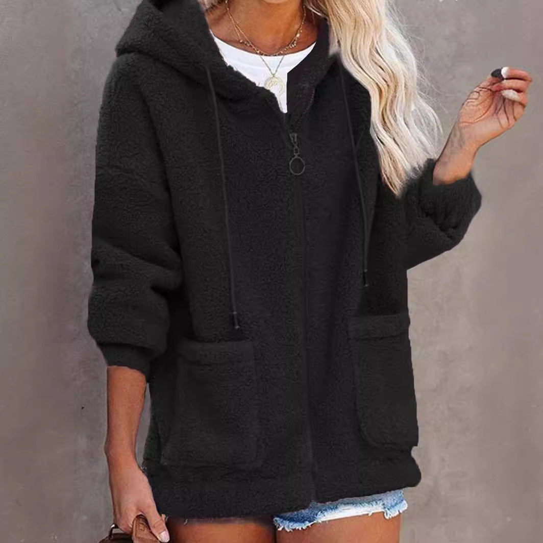 Kvinnors fleece hoodiejacka med praktiska fickor och högkvalitativ huva Mirla-Eva Jonsson
