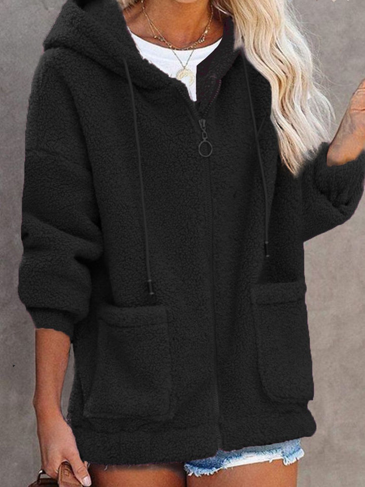 Kvinnors fleece hoodiejacka med praktiska fickor och högkvalitativ huva Mirla-Eva Jonsson