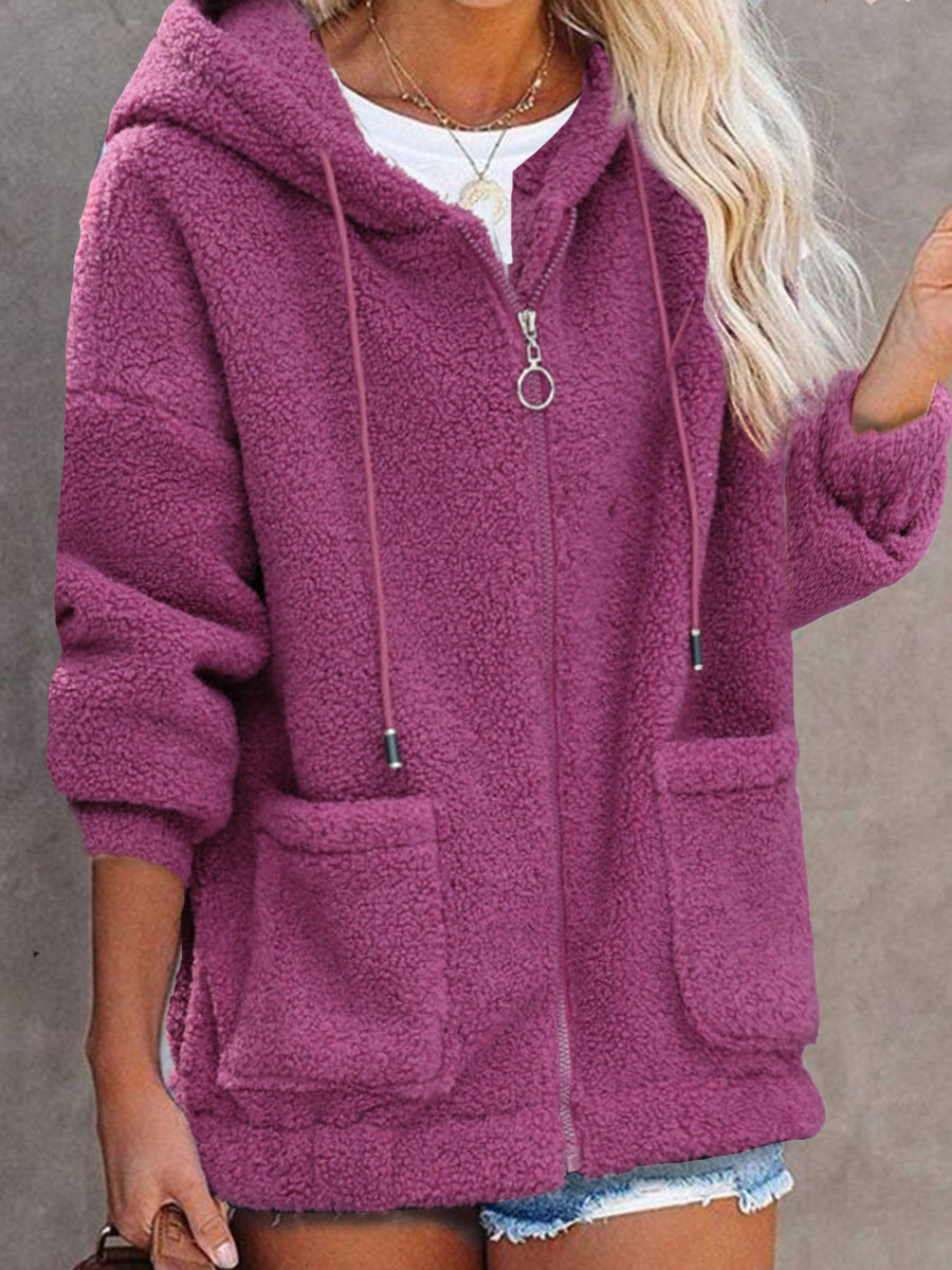 Kvinnors fleece hoodiejacka med praktiska fickor och högkvalitativ huva Mirla-Eva Jonsson
