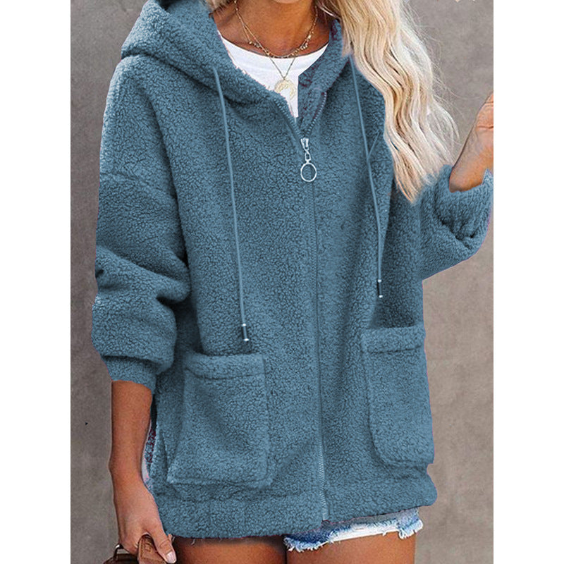Kvinnors fleece hoodiejacka med praktiska fickor och högkvalitativ huva Mirla-Eva Jonsson