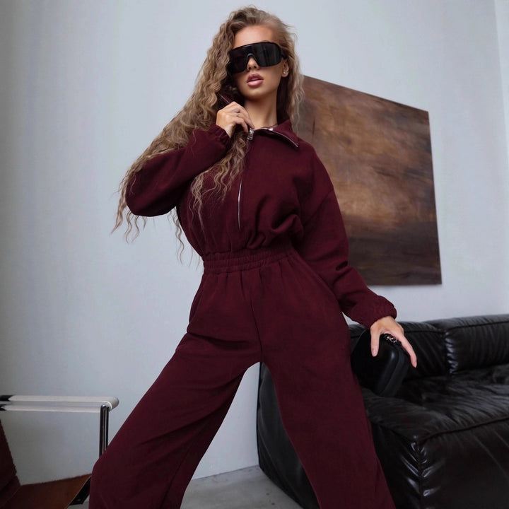 Kvinnors fleece jumpsuit med hög krage och dragkedja Eva Jonsson-Eva Jonsson