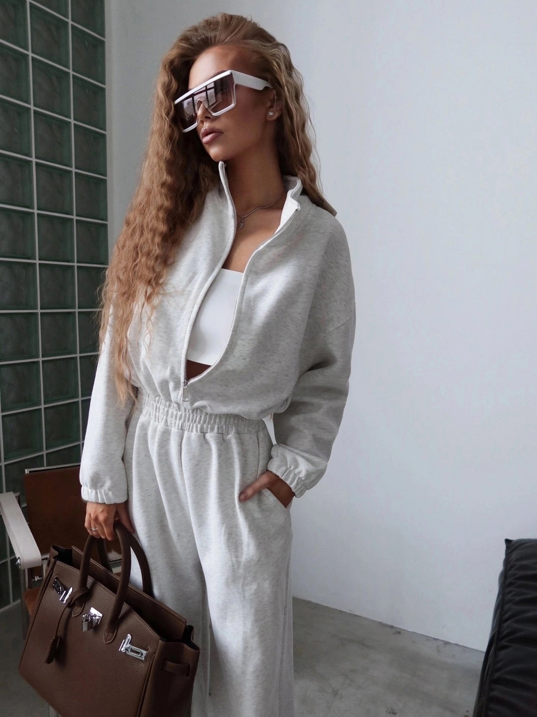 Kvinnors fleece jumpsuit med hög krage och dragkedja Eva Jonsson-Eva Jonsson