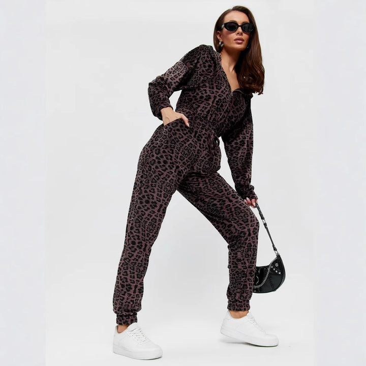 Kvinnors fleece jumpsuit med praktisk dragkedja och elastisk midja-Eva Jonsson