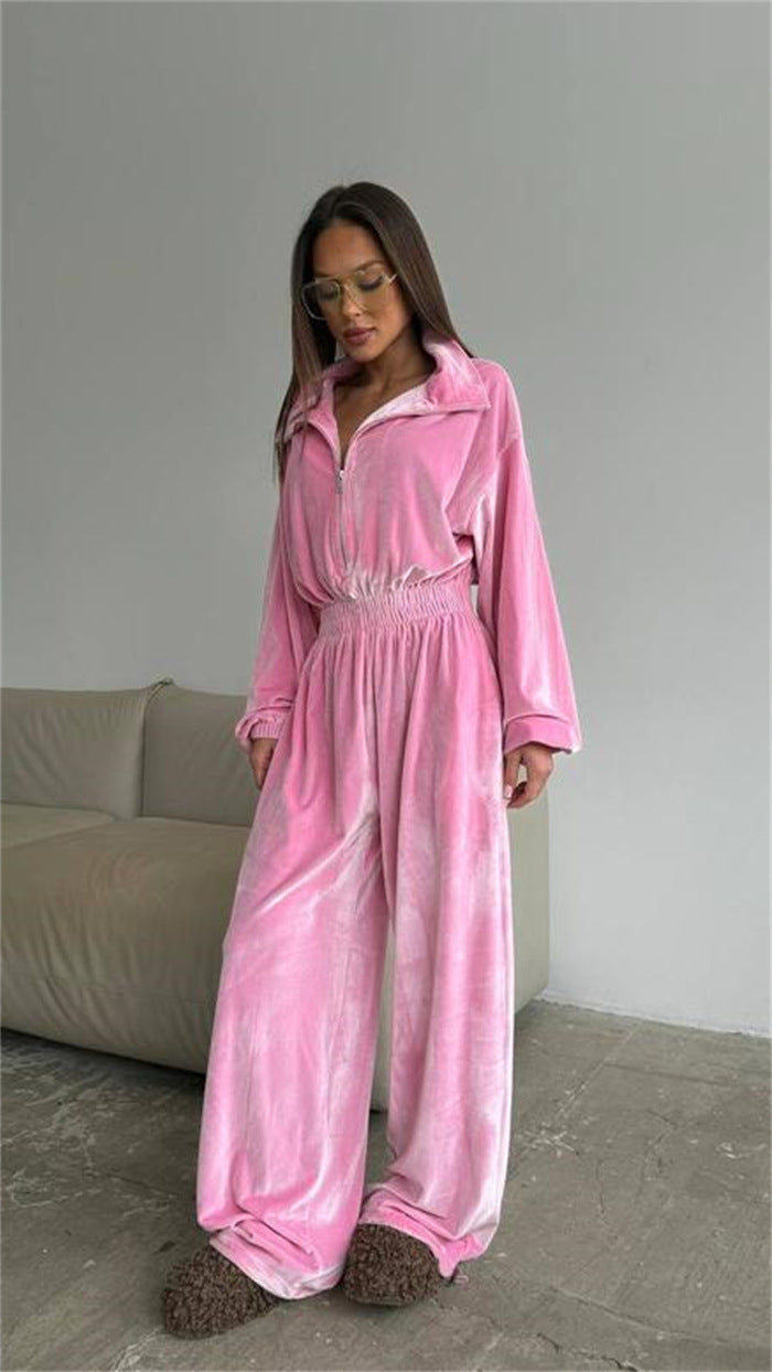 Kvinnors fleece jumpsuit med stiliga dragkedjedetaljer och elastisk midja Mirla-Eva Jonsson