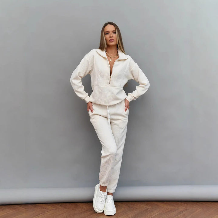 Kvinnors fleece lounge set med modern dragkedja Mirla-Eva Jonsson