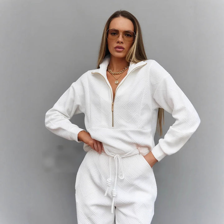 Kvinnors fleece lounge set med modern dragkedja Mirla-Eva Jonsson