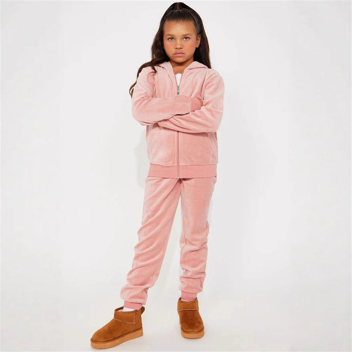 Kvinnors fleece lounge wear dräkt med huva och dragkedja Mirla-Eva Jonsson