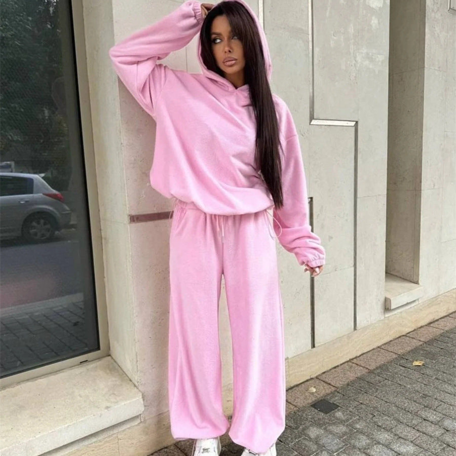 Kvinnors fleece loungewear-set med praktiska fickor och avslappnad passform Mirla-Eva Jonsson
