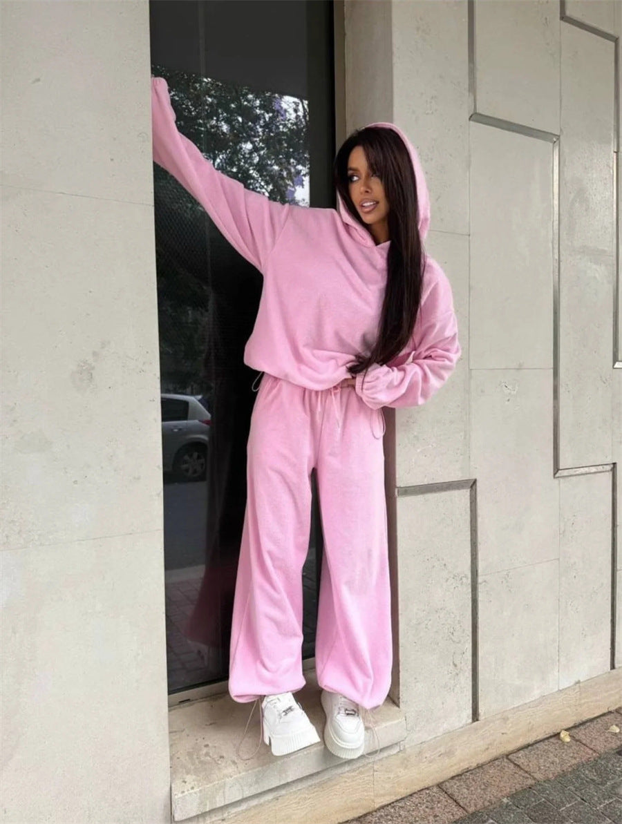 Kvinnors fleece loungewear-set med praktiska fickor och avslappnad passform Mirla-Eva Jonsson