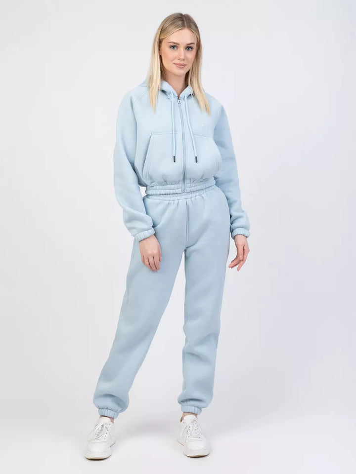 Kvinnors fleece pullover och jogger-set med känguruficka och elastiskt midjeband Mirla-Eva Jonsson