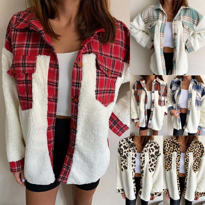 Kvinnors fleece skjortjacka med rutmönster och avslappnad passform Mirla-Eva Jonsson