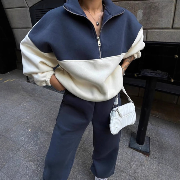 Kvinnors fleece sweatshirt med hög krage och praktiska sidofickor Mirla-Eva Jonsson