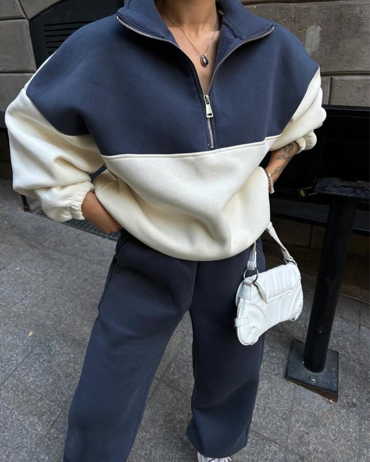 Kvinnors fleece sweatshirt med hög krage och praktiska sidofickor Mirla-Eva Jonsson