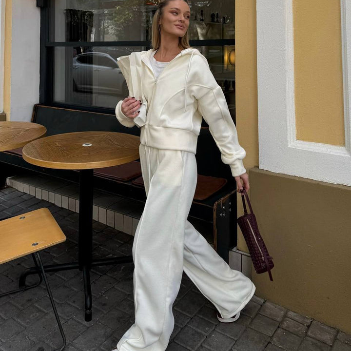 Kvinnors fleece träningsdräkt med hög midja och dragkedja Mirla-Eva Jonsson