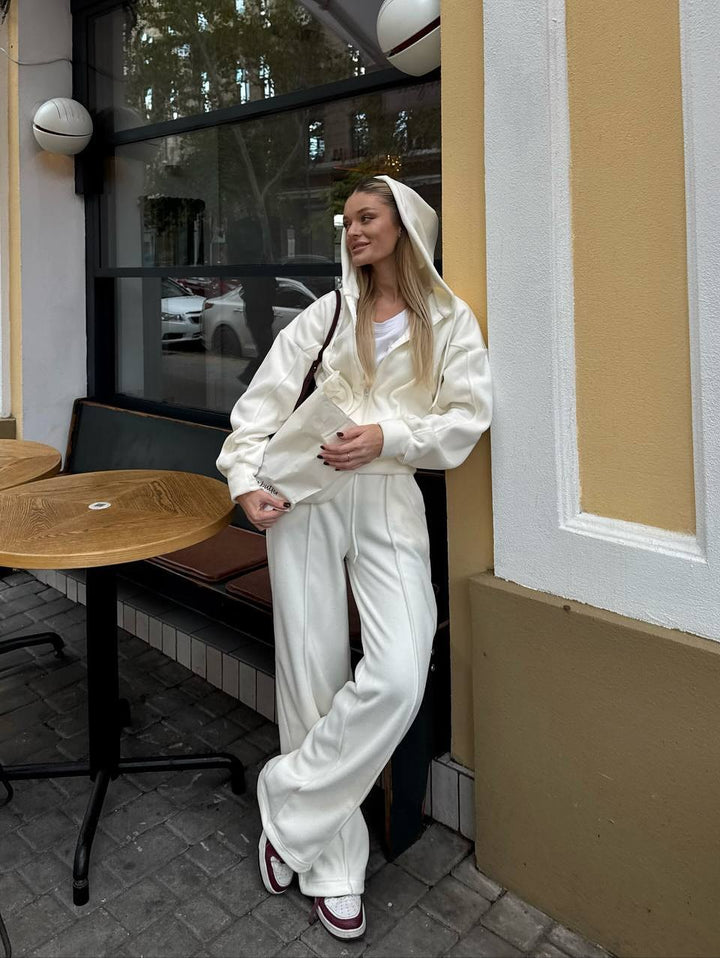 Kvinnors fleece träningsdräkt med hög midja och dragkedja Mirla-Eva Jonsson