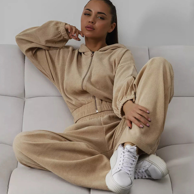 Kvinnors fleece träningsdräkt med huva och lös passform Mirla-Eva Jonsson