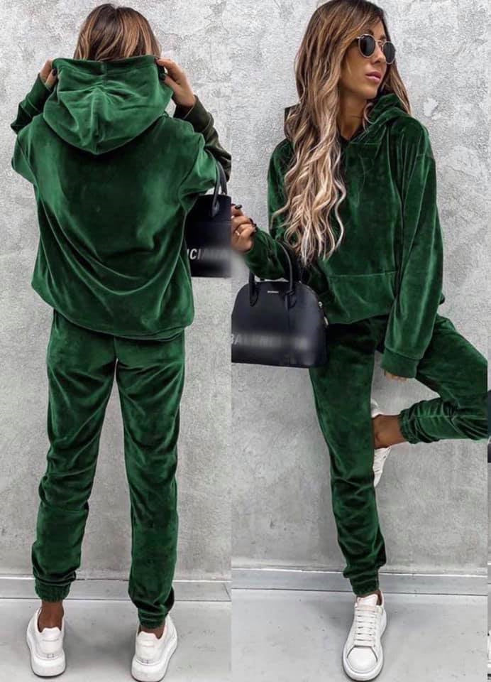 Kvinnors fleece träningsdress med huva och elastisk midja Mirla-Eva Jonsson