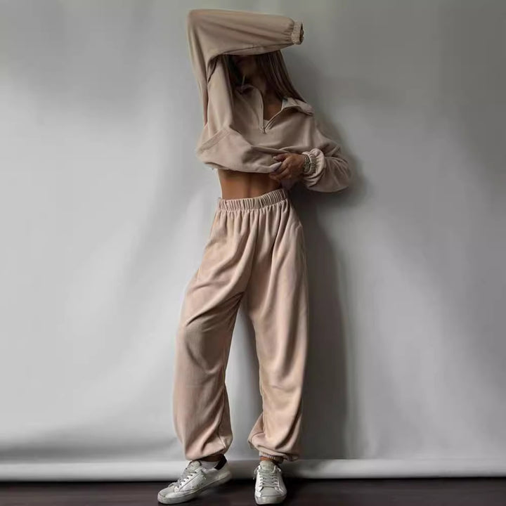 Kvinnors fleece-träningsoverall med hög krage och dragkedja Mirla-Eva Jonsson