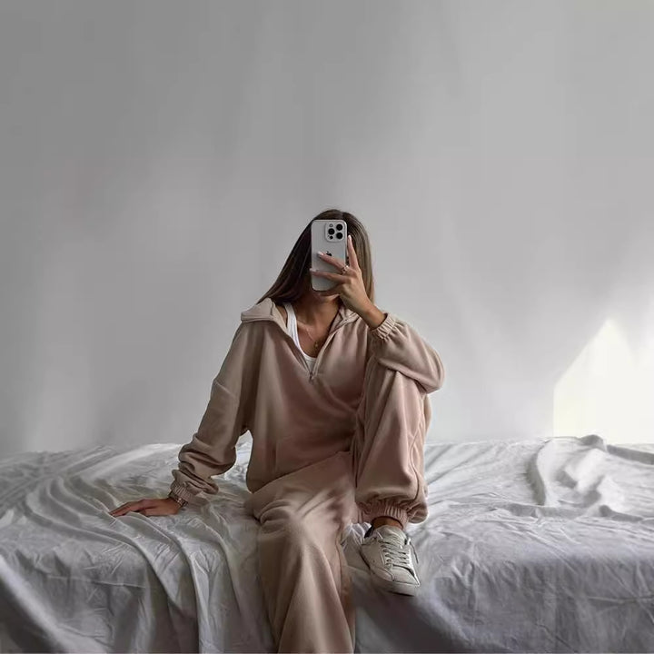 Kvinnors fleece-träningsoverall med hög krage och dragkedja Mirla-Eva Jonsson