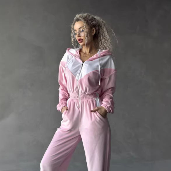 Kvinnors fleece träningsoverall med modern dragkedja och elastisk midja Mirla-Eva Jonsson