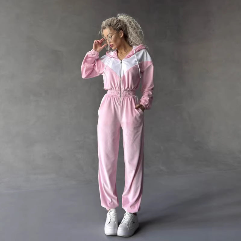 Kvinnors fleece träningsoverall med modern dragkedja och elastisk midja Mirla-Eva Jonsson