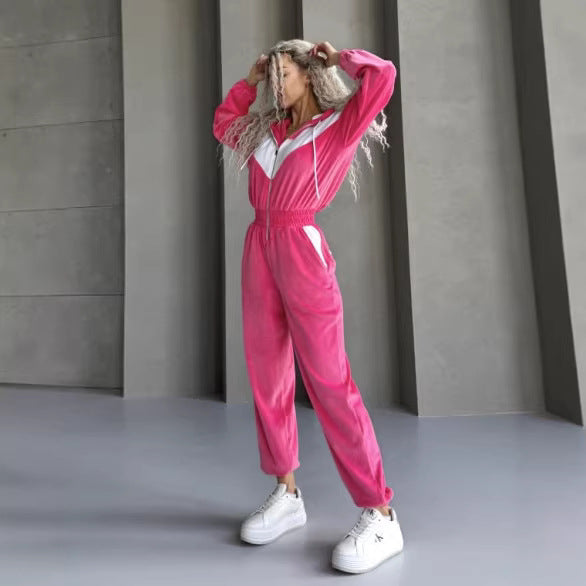 Kvinnors fleece träningsoverall med modern dragkedja och elastisk midja Mirla-Eva Jonsson