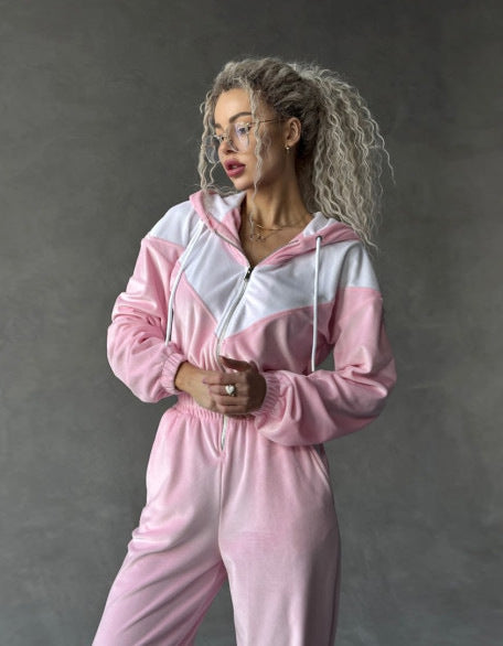 Kvinnors fleece träningsoverall med modern dragkedja och elastisk midja Mirla-Eva Jonsson