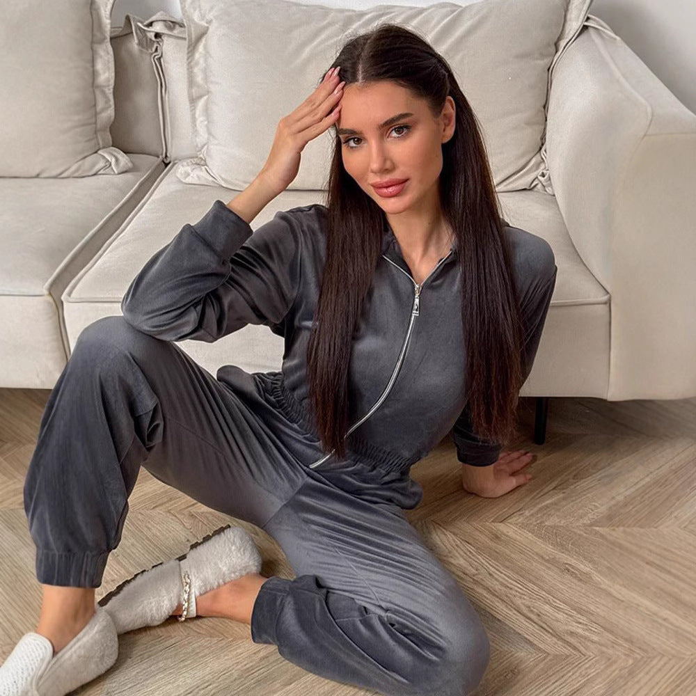 Kvinnors fleeceoverall med huva och elastisk midja Mirla-Eva Jonsson