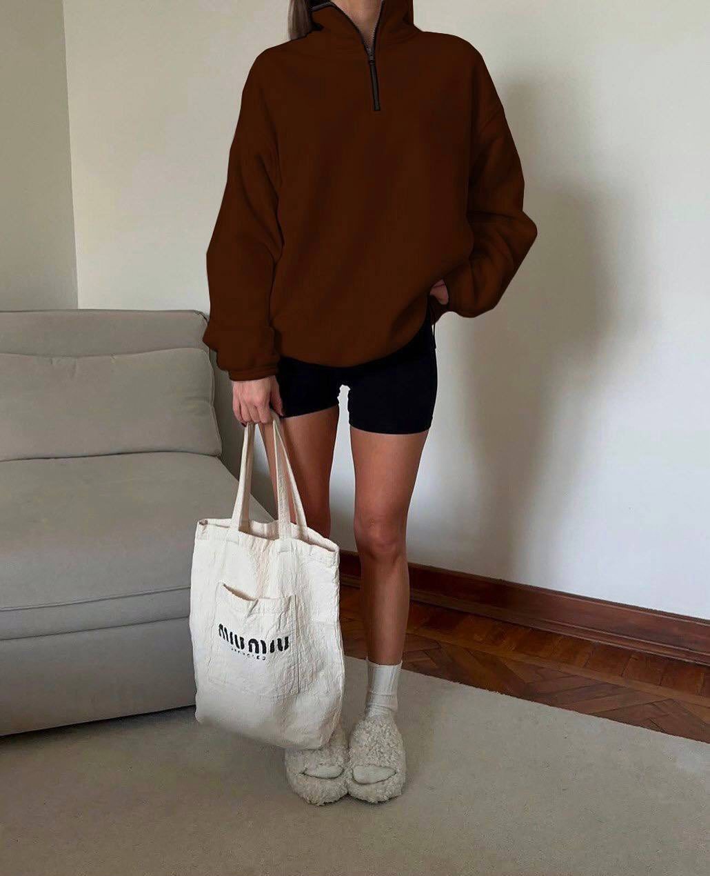 Kvinnors fleecepullover med hög krage Mirla-Eva Jonsson