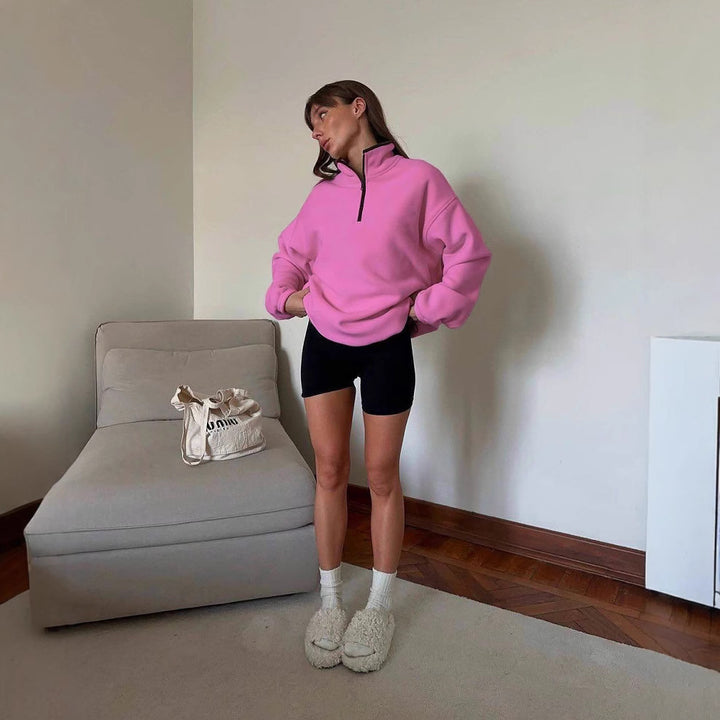 Kvinnors fleecepullover med hög krage Mirla-Eva Jonsson