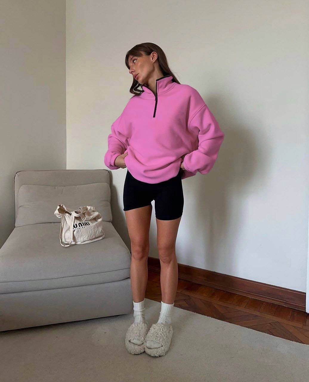 Kvinnors fleecepullover med hög krage Mirla-Eva Jonsson