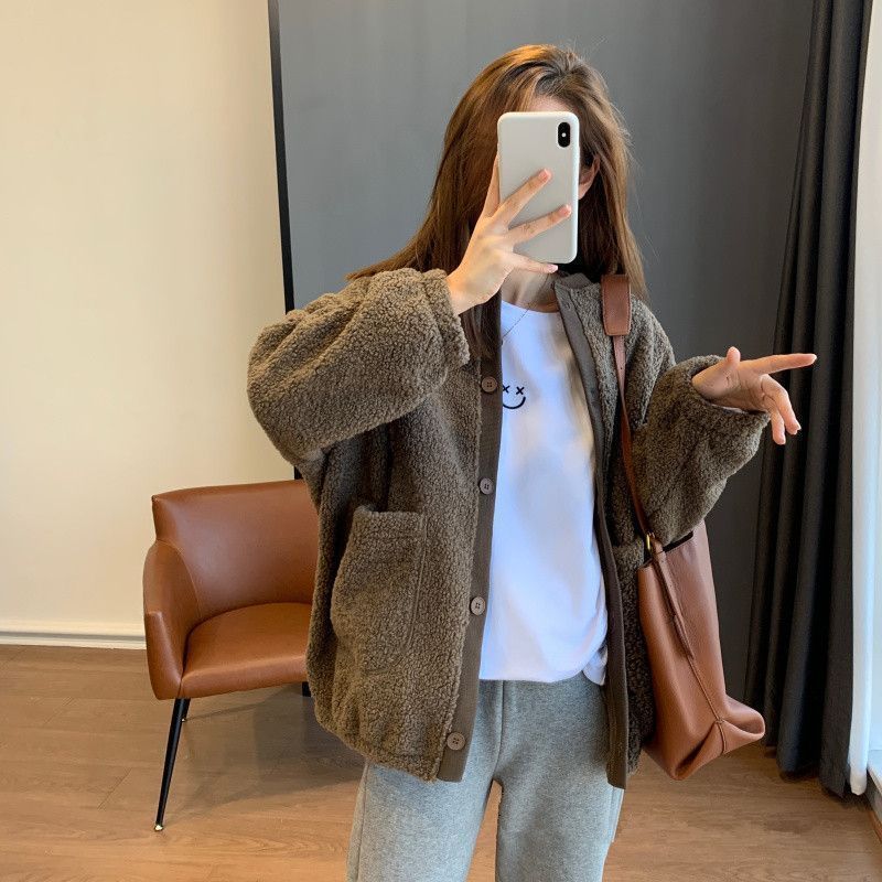 Kvinnors fluffig oversized jacka med stora fickor-Eva Jonsson