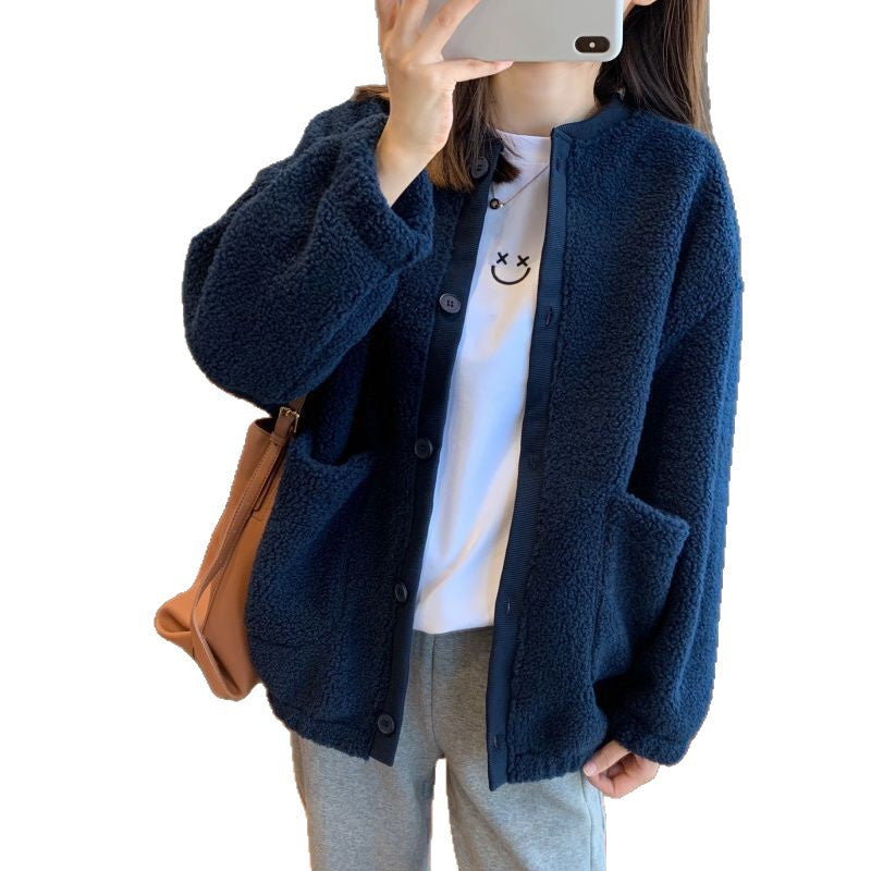 Kvinnors fluffig oversized jacka med stora fickor-Eva Jonsson