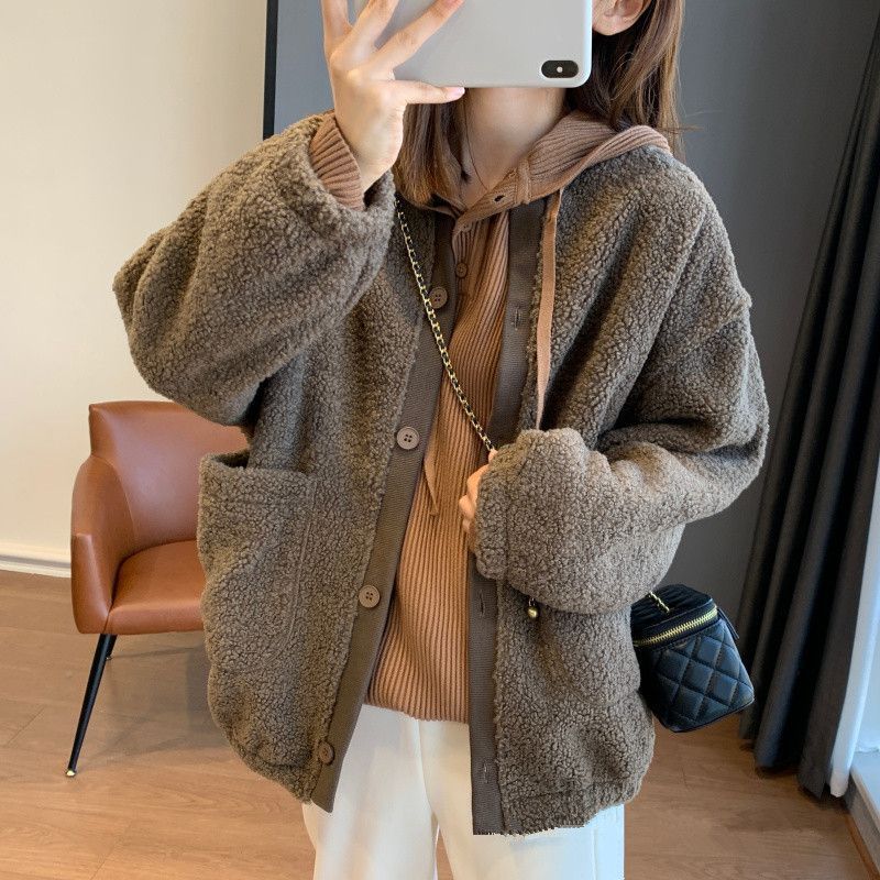 Kvinnors fluffig oversized jacka med stora fickor-Eva Jonsson